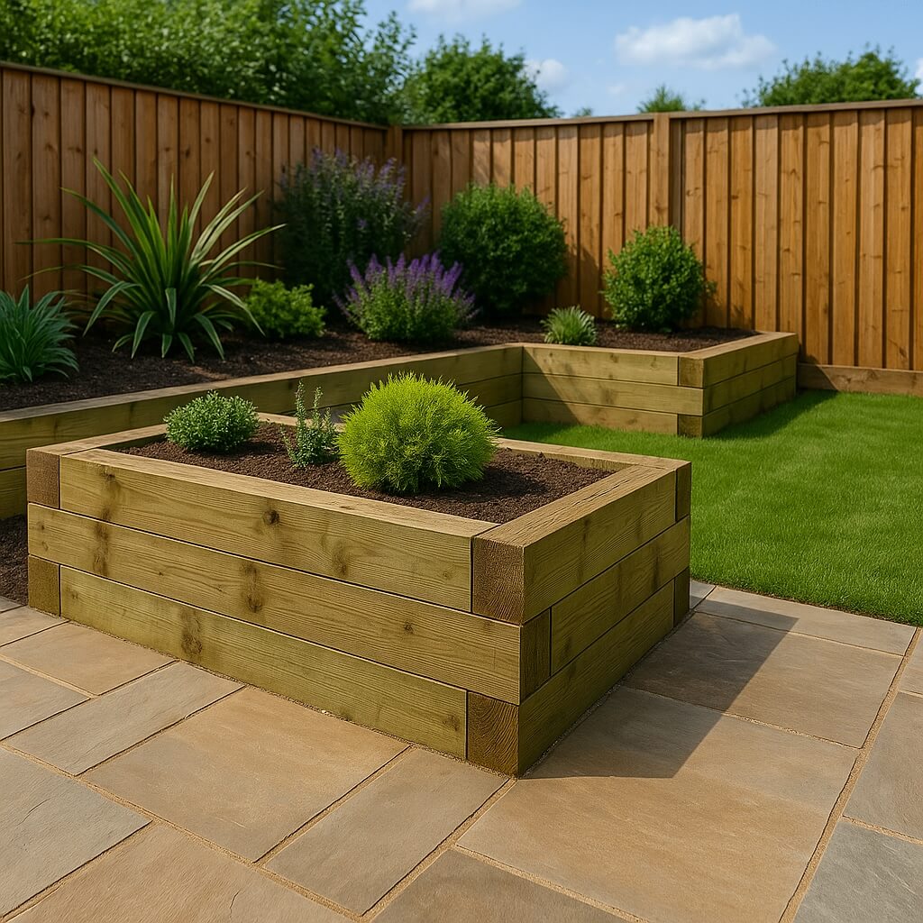 Devon landscaping sleeper walls